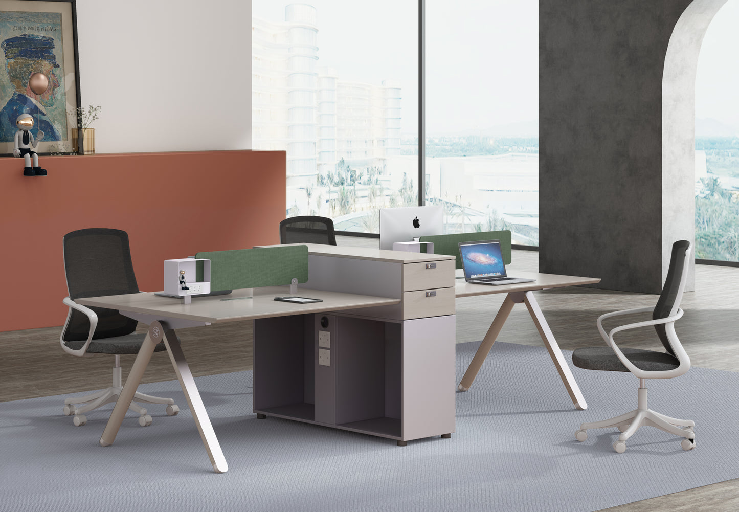 Premium Face to Face Workstation Desk with Side Cabinet – Modern Design & High Functionality