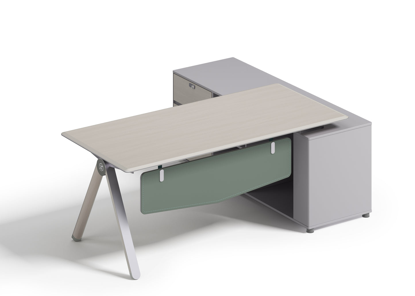 23S Premium Office Desk with Olive Green & Metal Accents