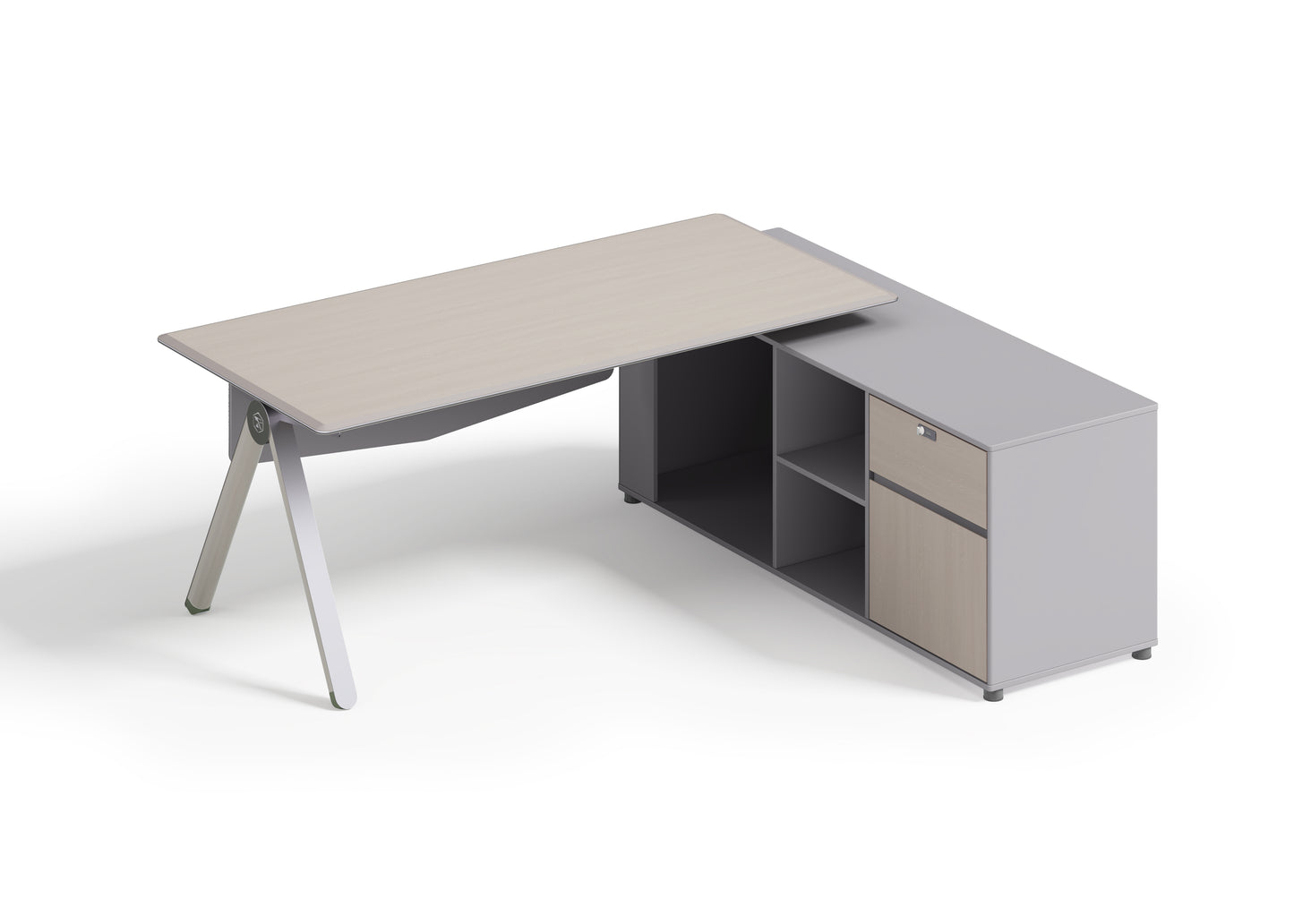 23S Premium Office Desk with Olive Green & Metal Accents