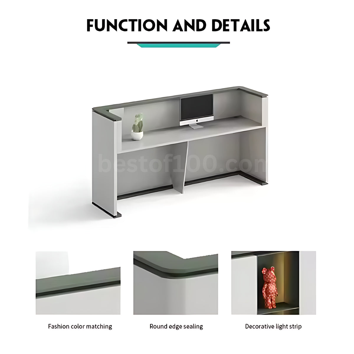 23 SERIES Office Furniture White MDF Wooden Two Seater Office Reception Desk Luxury Modern Office Counter for Reception