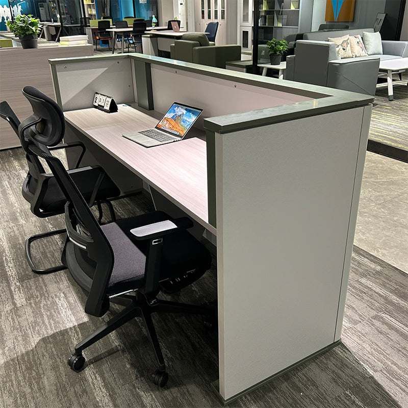 23 SERIES Office Furniture White MDF Wooden Two Seater Office Reception Desk Luxury Modern Office Counter for Reception