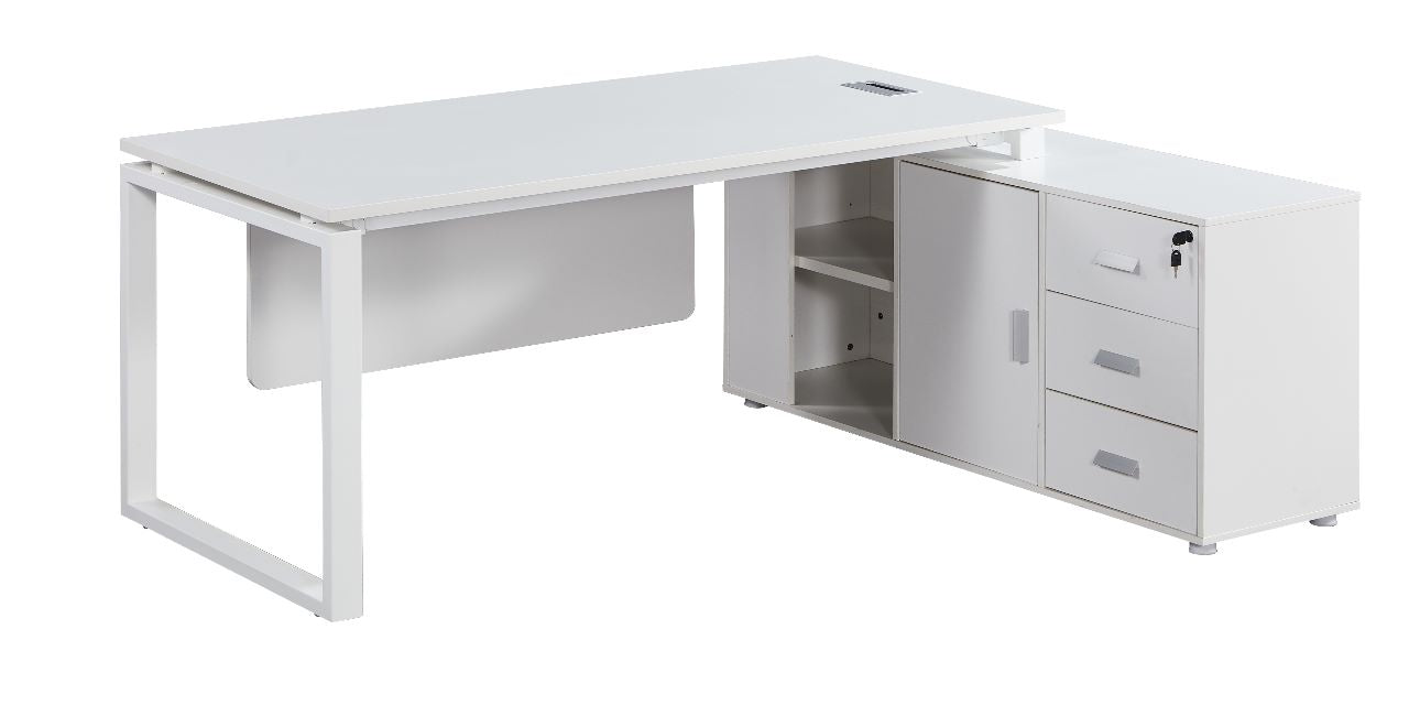 OfficePro Manager Desk with Powder Coated Executive Table White Office Table