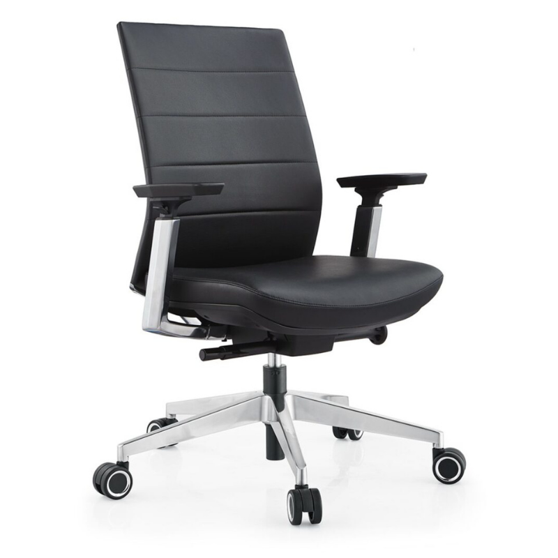 2178 Ergonomic Medium Back Office Chair with PU Leather, Lumbar Support, 4D Armrests & Reclining Function