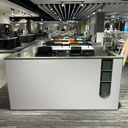 23 SERIES Office Furniture White MDF Wooden Two Seater Office Reception Desk Luxury Modern Office Counter for Reception
