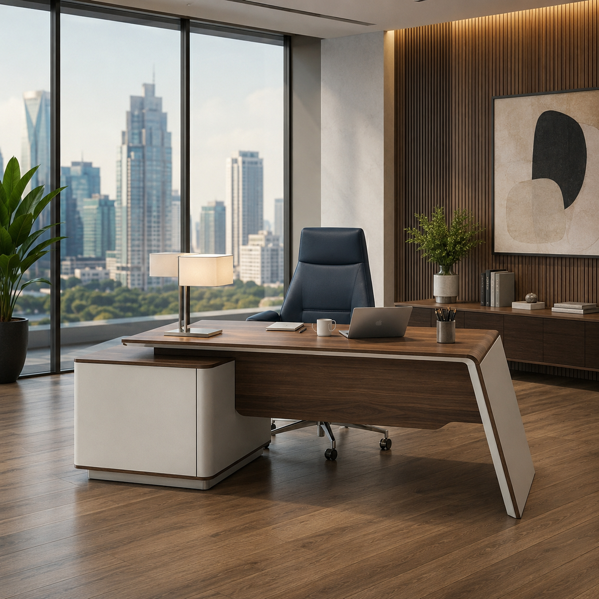 Tian Executive Desk with side return - modern office desk Dubai