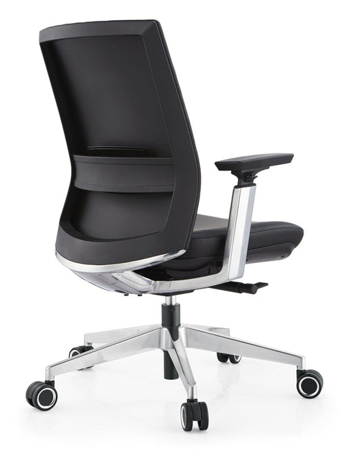 2178 Ergonomic Medium Back Office Chair with PU Leather, Lumbar Support, 4D Armrests & Reclining Function